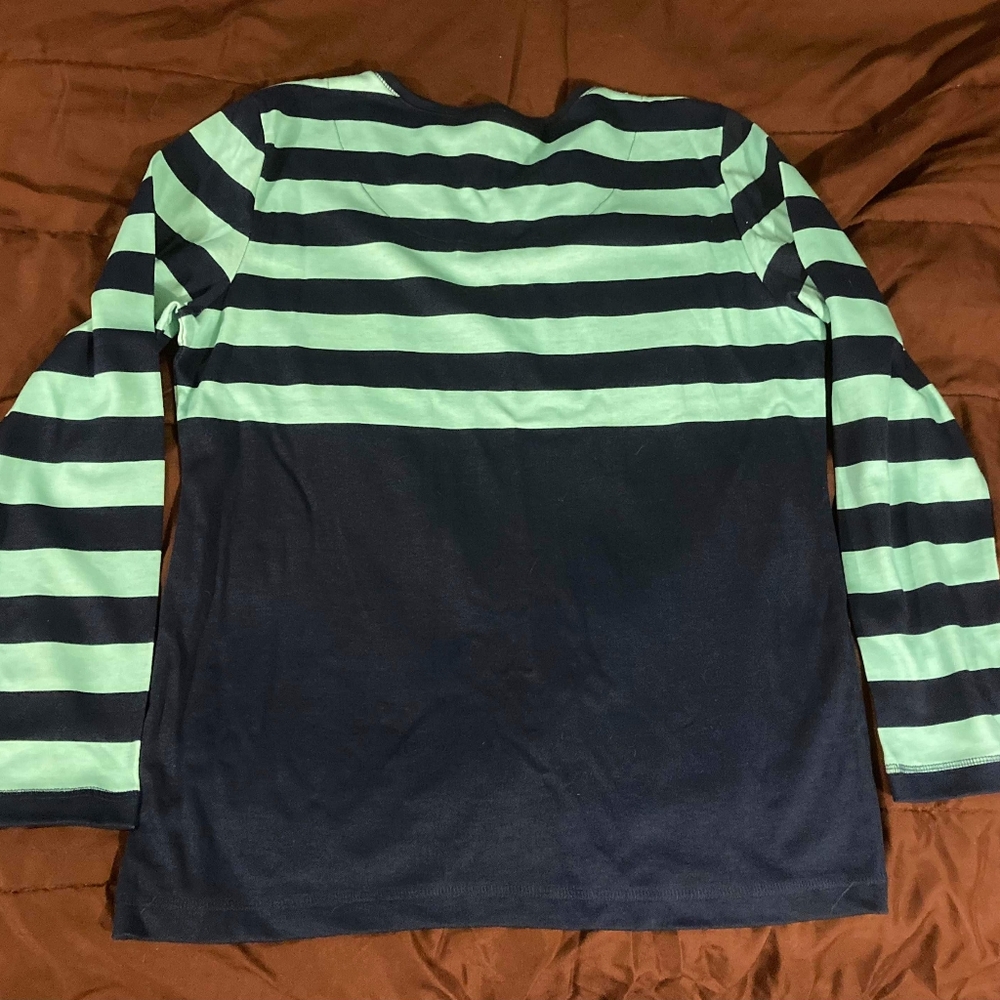 NWT Karen Scott Sport blue striped top - Picture 2 of 4